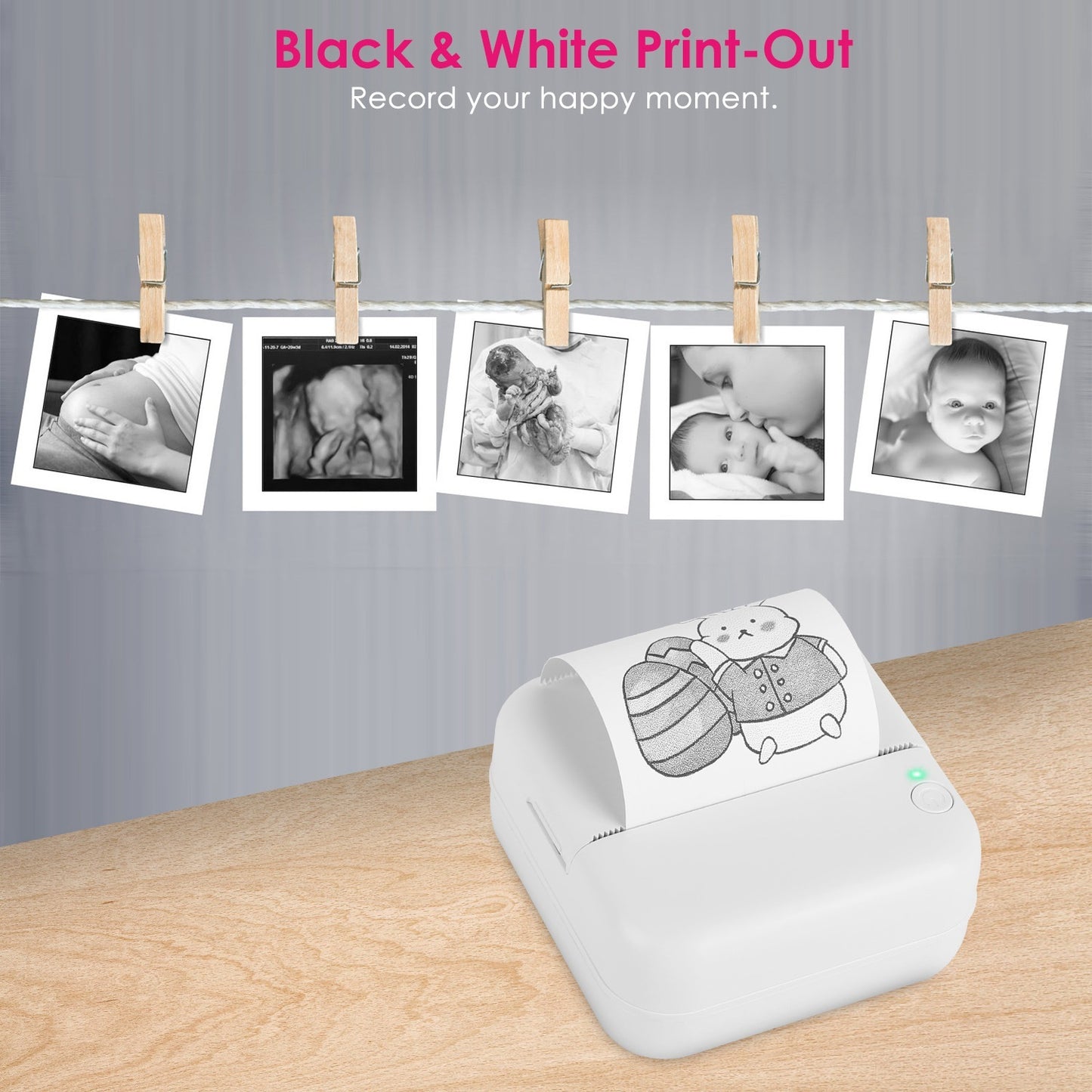 Mini Printer - Printer Paper 'Options' -- Pocket Wireless Thermal Printer Portable Mini Sticker Maker Machine Rechargeable Inkless Photo Printer For Printing Label Journal Study Notes Memo Photos